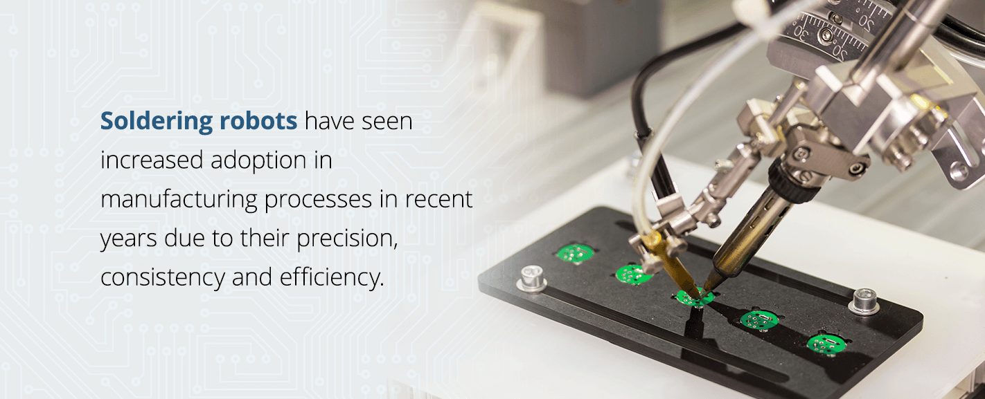 soldering robot at work in the manufacturing process